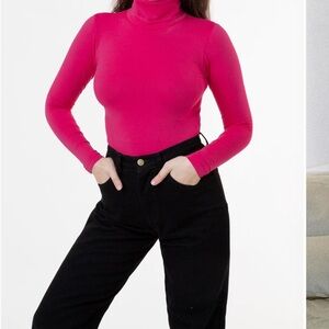 Los Angeles Apparel Hot Pink Cotton Spandex Turtleneck